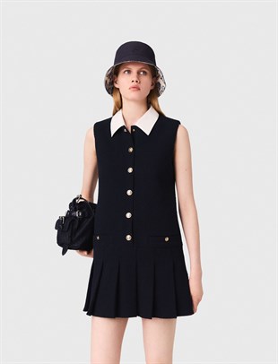 Çıkarılabilir Yakalı Mini Tüvit Elbise