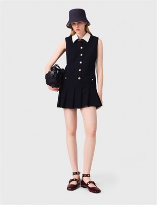 Çıkarılabilir Yakalı Mini Tüvit Elbise