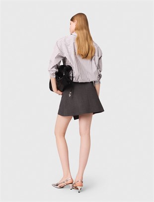 Çizgili Taş Detaylı Gömlek Elbise