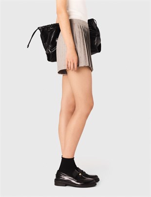 Çizgili Taş Detaylı Şort Etek