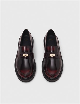 Clover Logo Detaylı Bordo Loafer