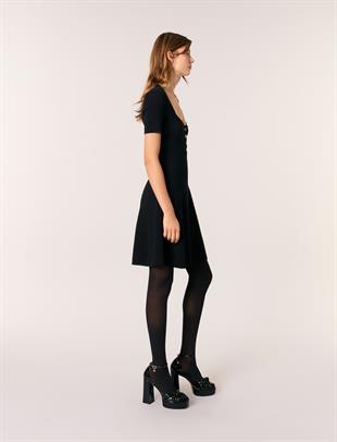 Clover Logo Düğmeli Triko Elbise