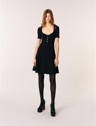 Clover Logo Düğmeli Triko Elbise