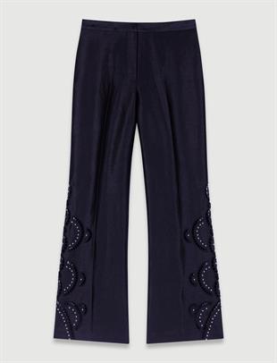 Delik İşi Detaylı Keten Pantolon