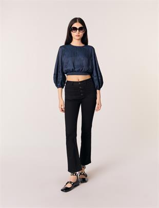 Delik işi geçişli crop bluz