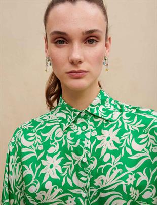 Desenli Saten Gömlek