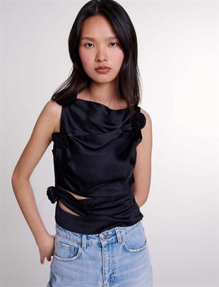 Drape Detaylı Saten Üst