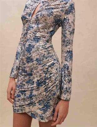 Drapeli Payetli Mini Elbise