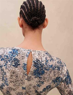 Drapeli Payetli Mini Elbise