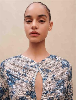 Drapeli Payetli Mini Elbise