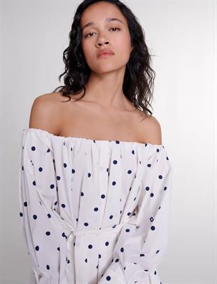 Düşük Omuz Puantiyeli Elbise