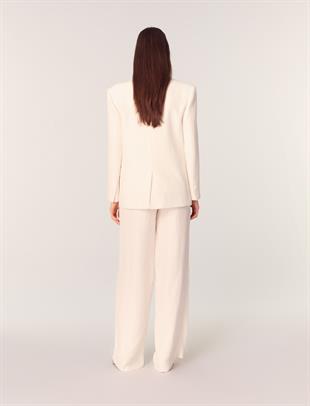 Düz Kesim Keten Blazer