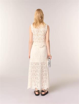 Ekru Uzun Kroşe Etek