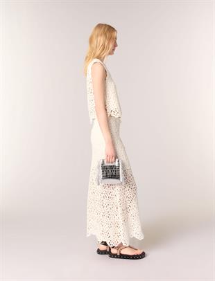 Ekru Uzun Kroşe Etek