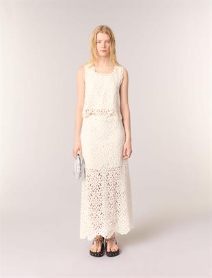 Ekru Uzun Kroşe Etek