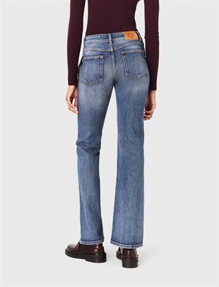 Eskitme Detaylı Geniş Paça Jean Pantolon