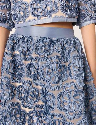 Floral aplike uzun etek