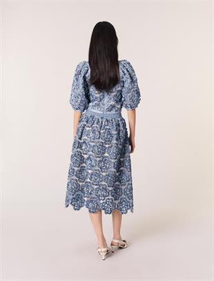 Floral aplike uzun etek