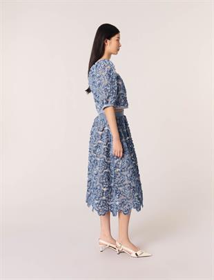 Floral aplike uzun etek