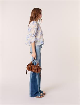 Floral desen bağcıklı bluz