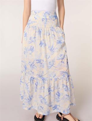 Floral desen cepli uzun etek