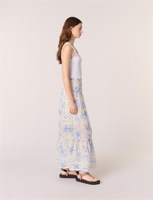 Floral desen cepli uzun etek