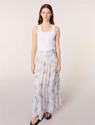 Floral desen cepli uzun etek