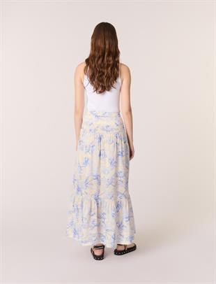 Floral desen cepli uzun etek
