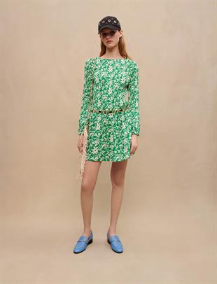 Floral Desen Pilise Mini Elbise