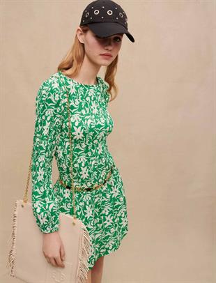 Floral Desen Pilise Mini Elbise