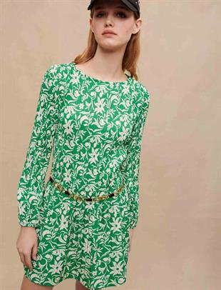 Floral Desen Pilise Mini Elbise