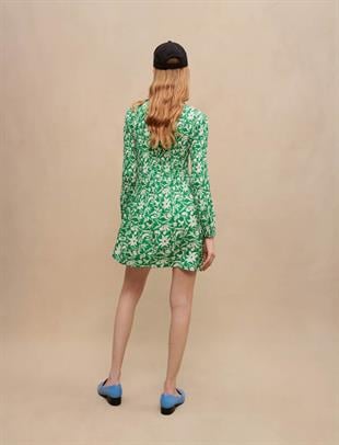Floral Desen Pilise Mini Elbise