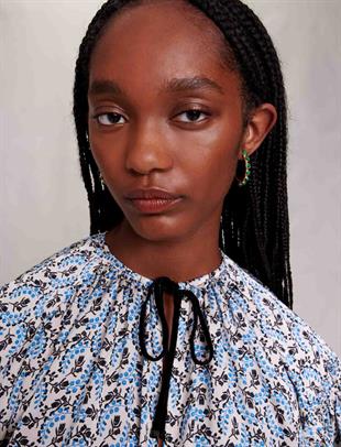 Floral Desen Saten Bluz