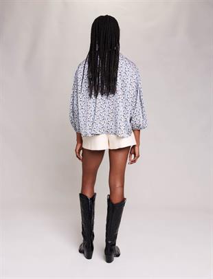 Floral Desen Saten Bluz