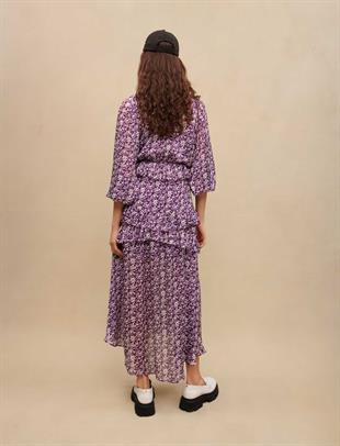 Floral Desen Uzun Elbise