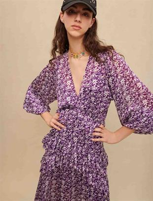 Floral Desen Uzun Elbise