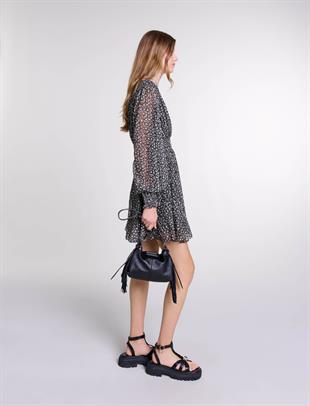 Floral Desen Volan Detaylı Mini Elbise