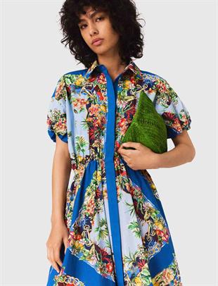 Floral Desenli Gömlek Elbise