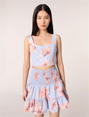 Floral desenli mini etek