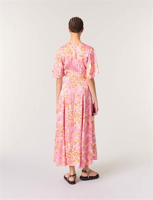 Floral Desenli Yırtmaçlı Elbise