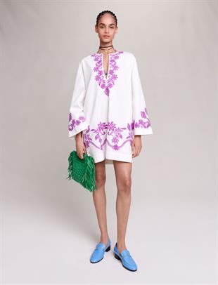 Floral İşleme Detaylı Tunik Elbise