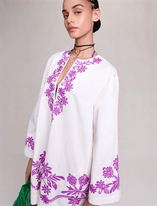 Floral İşleme Detaylı Tunik Elbise
