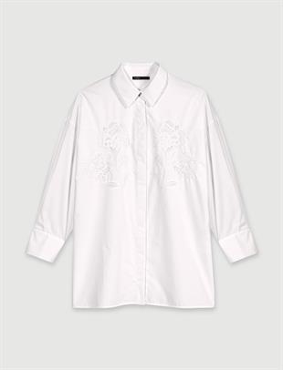 İşlemeli Beyaz Gömlek