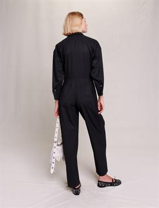 Geniş Paça Fermuar Kapamalı Tulum