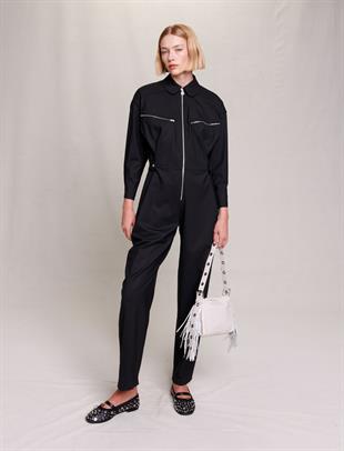 Geniş Paça Fermuar Kapamalı Tulum