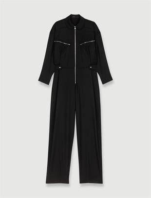 Geniş Paça Fermuar Kapamalı Tulum