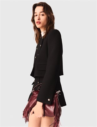 Gold Düğme Detaylı Crop Ceket