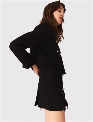 Gold Düğme Detaylı Crop Ceket