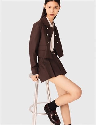 Gold Düğmeli Crop Ceket