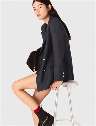 Gold Düğmeli Lacivert Blazer